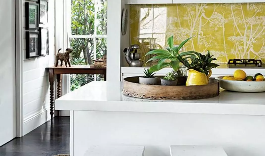 Fragment of a kitchen wall using lacobel