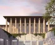 elewacja muzeum odbita w sadzawce
