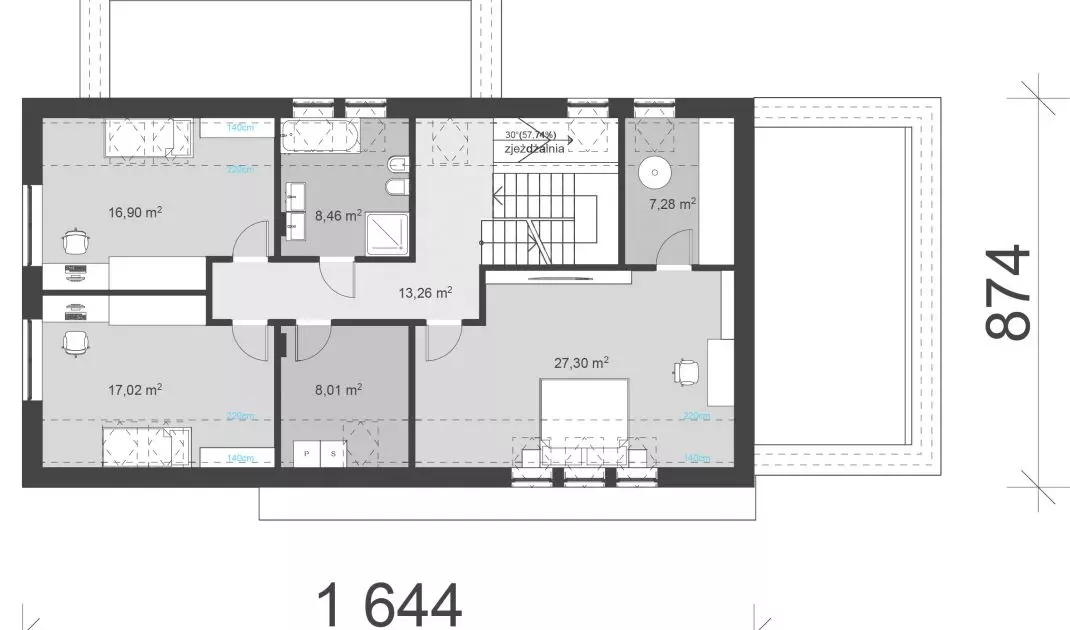 Modern house with a usable attic