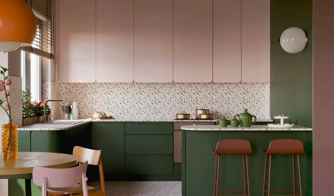 Kitchen in a bold color combination
