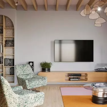 In the interior are gathered many designer objects