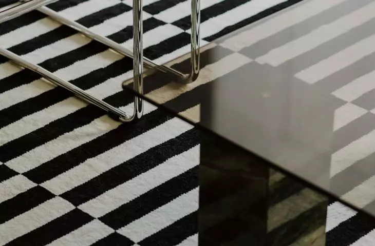 black and white carpet