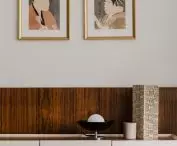in the living room, a dresser with a fabric structure also catches the eye