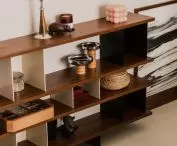 openwork bookcase in the bedroom