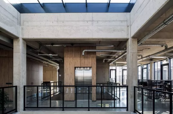 View of the office with skylight