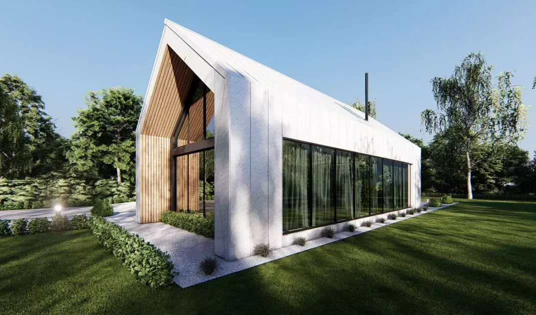 Modern and striking design of a house in the style of a modern barn