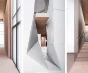The stairs are made of steel mesh and part of the surface is made of corten