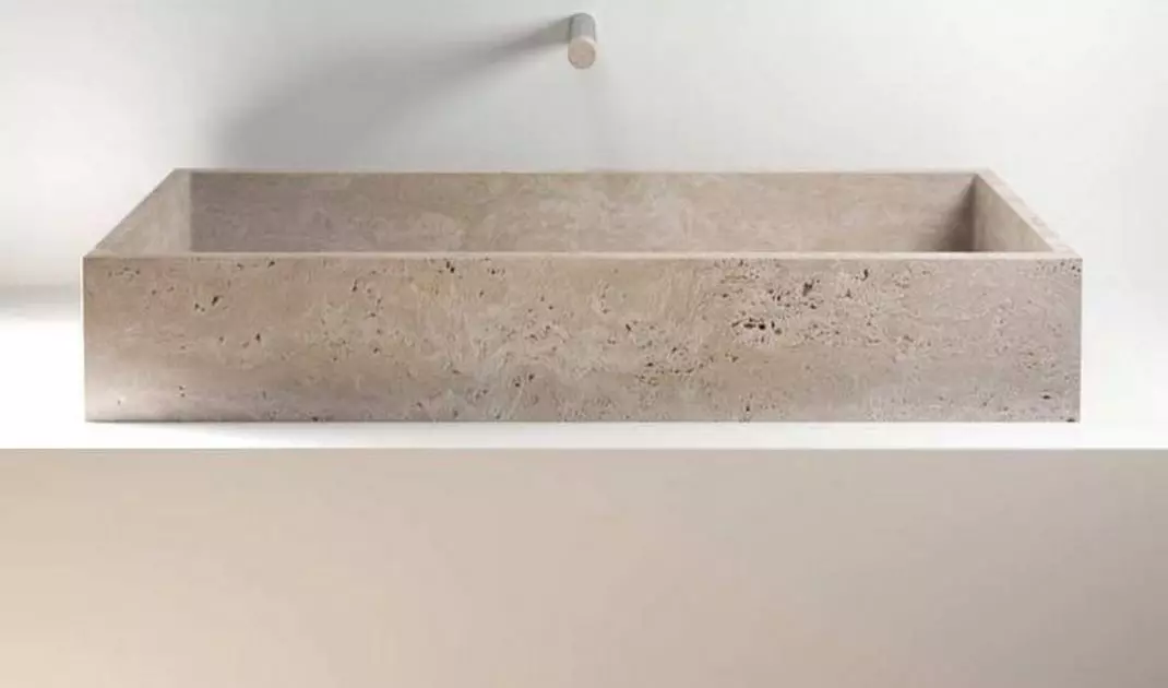 Washbasin made of travertine