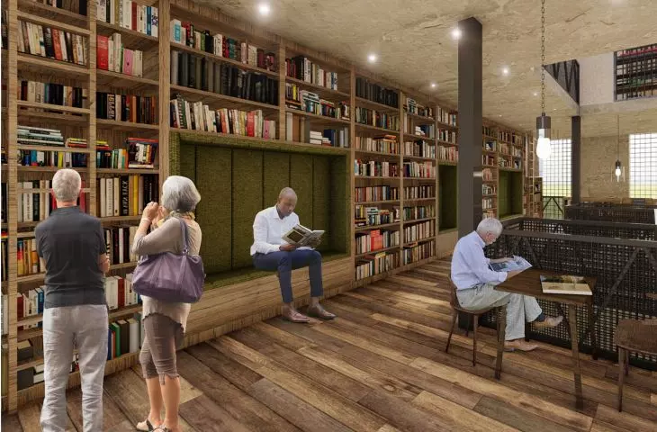The library is located on the +1 level.
