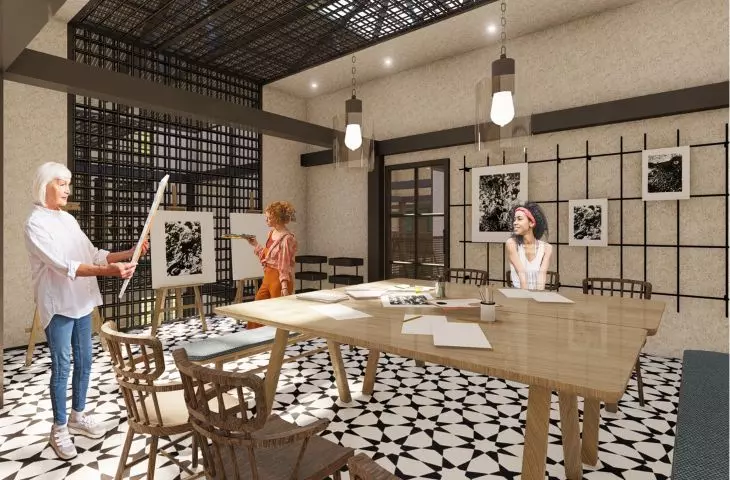 The graphics and calligraphy studio is located on level +2.