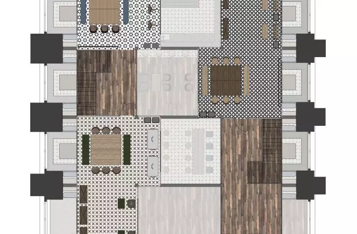Design of the Ecological Artistic Manufacuture, plan of the +2 level.
