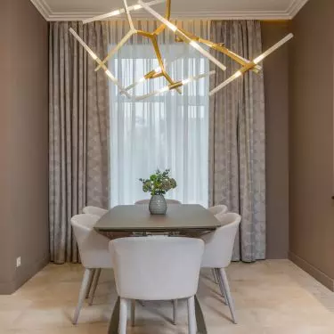 In a subdued interior, the original chandelier will play a major role 