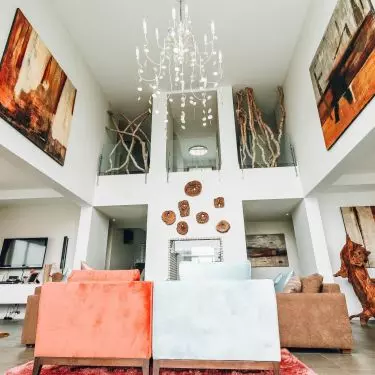 A large chandelier is great for tall rooms