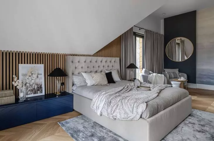 Modern bedroom with beautiful flooring from Kaczkan