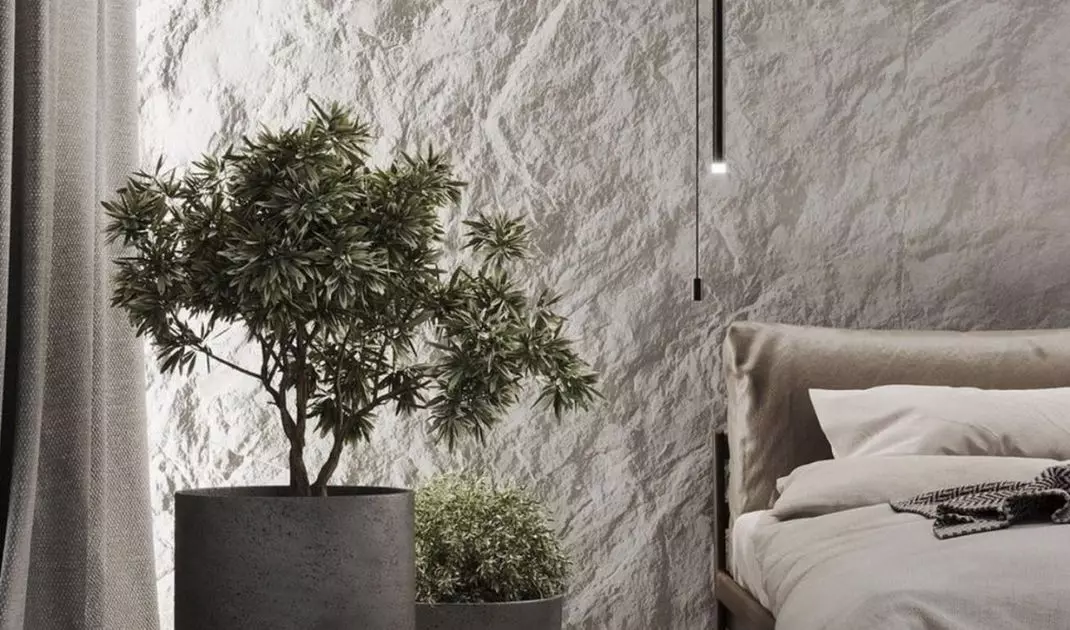 Wall covered with textured plaster