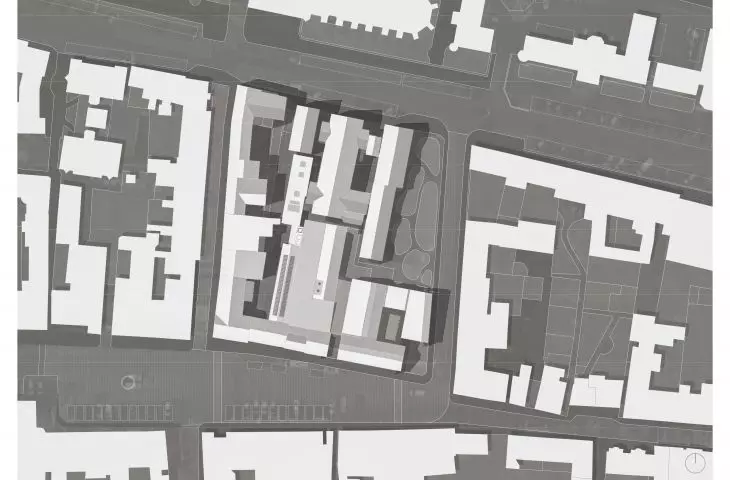 Roof plan of the library and surroundings