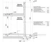 Projekt Ośrodka społeczno-kulturalnego, fragment przekroju B-B