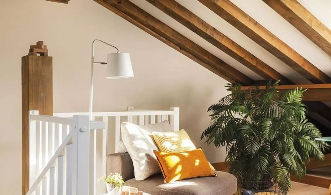 Reading corner in the attic
