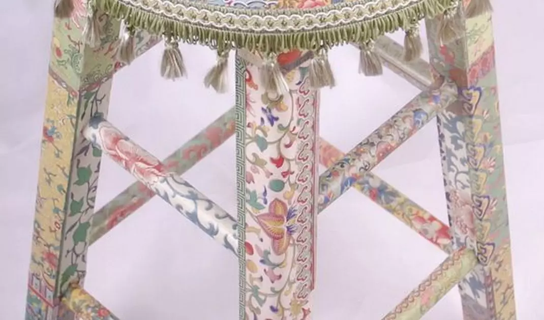 Stool decorated with decoupage