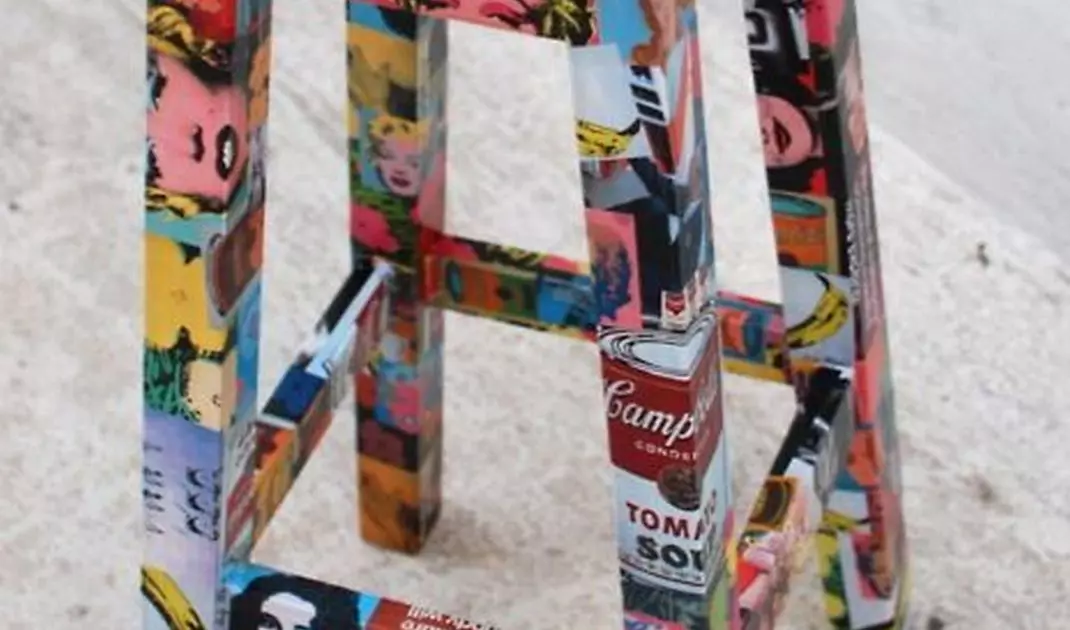 Stool decorated with decoupage