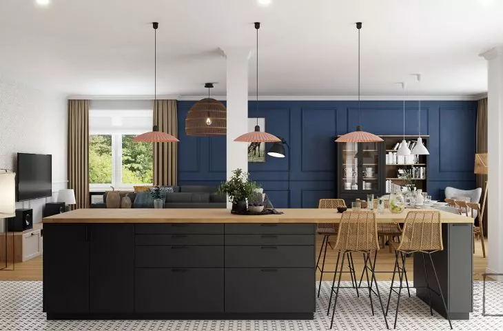 Kitchen overlooking the living room