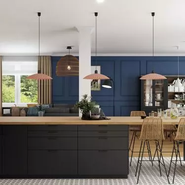 Kitchen overlooking the living room