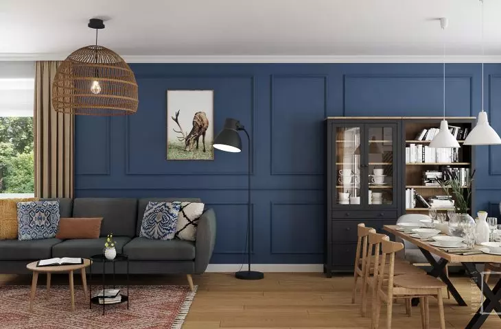 Living room and dining room