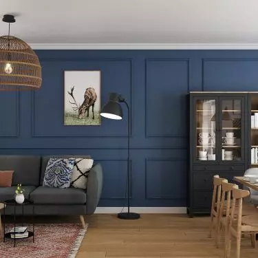 Living room and dining room