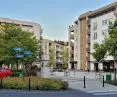 The square of one of the residential complexes (designed by Arcada) from the first decade of this century, one of the most successful places of Polanka
