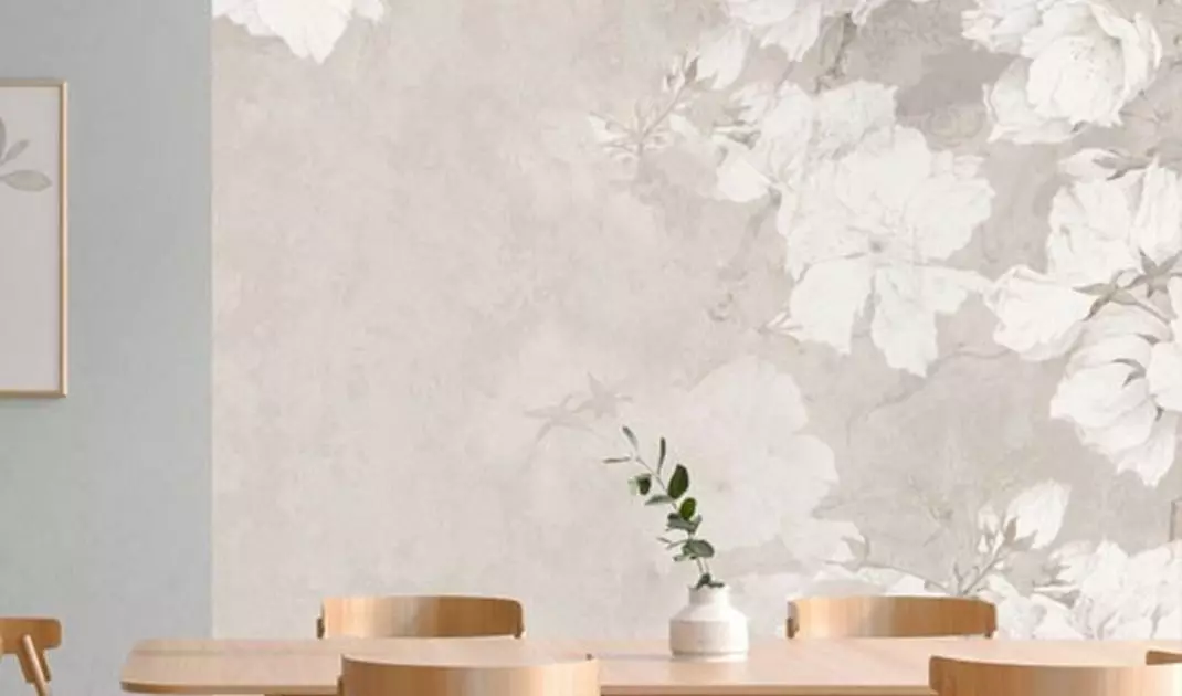 Mural with watercolor floral motif