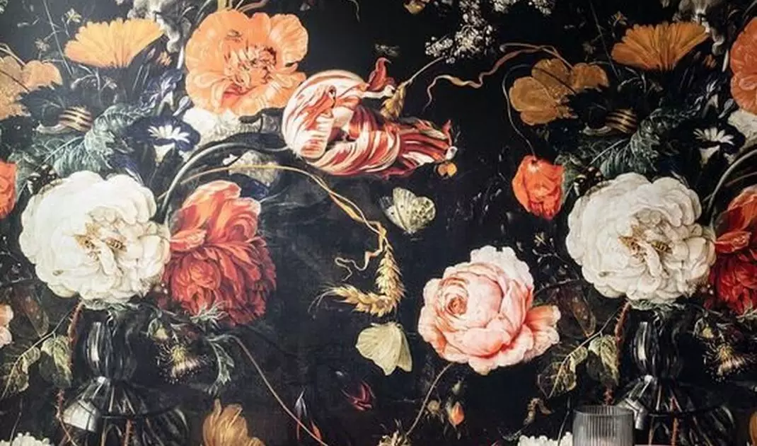 Floral mural in an elegant glamour interior