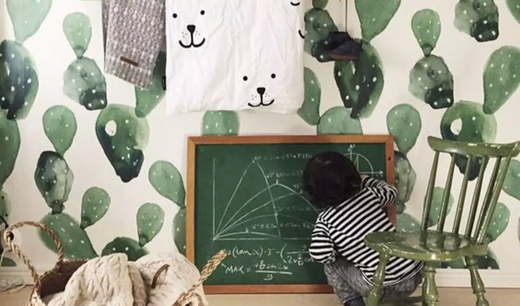 Watercolor wallpaper in a child's room