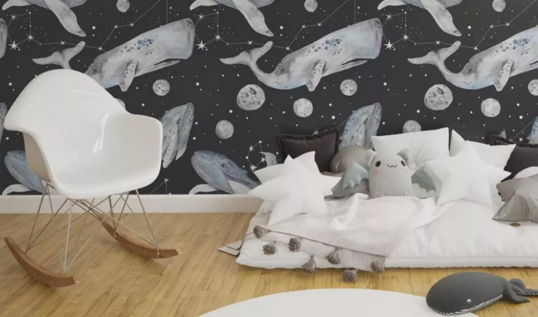 Watercolor wallpaper in a child's room