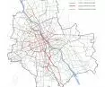 map of existing and planned bicycle paths in Warsaw