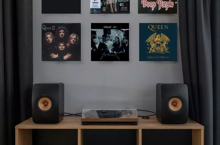 space for records and turntable