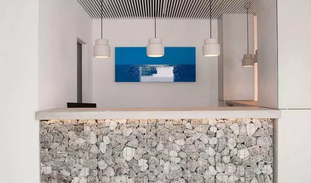 Gabion wall in the interior