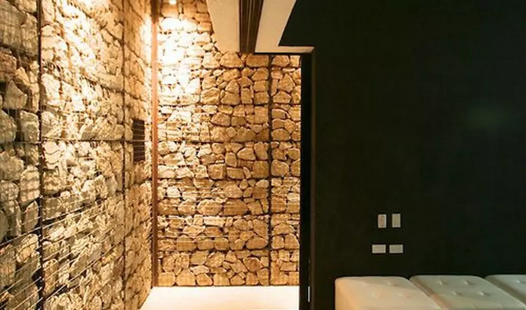 Gabion walls in the interior