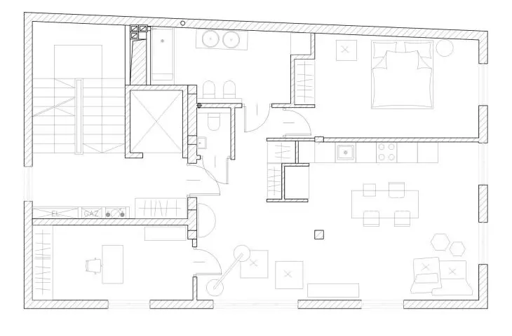 A floor plan of an apartment in a Krakow townhouse