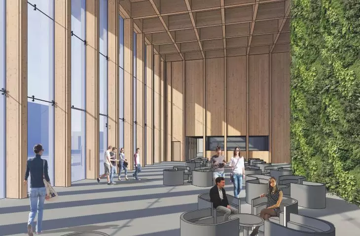The author opted for large glazing and CLT wood construction
