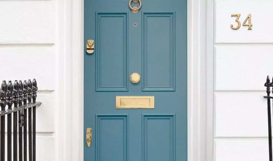 Door with brass knocker
