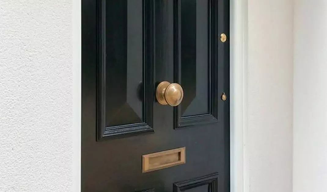 Door with brass knocker