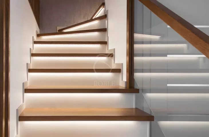 Steps with drip caps with white MDF treads