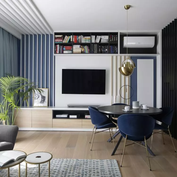 Slats are the perfect way to spruce up a TV wall