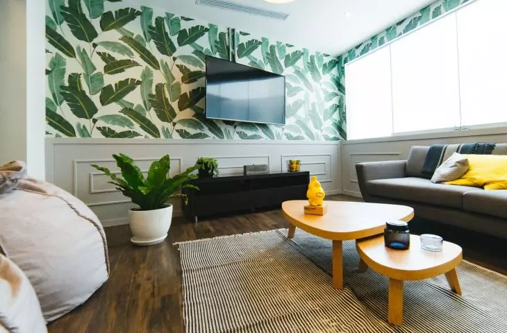 Wallpaper is a great way to make a TV wall stand out