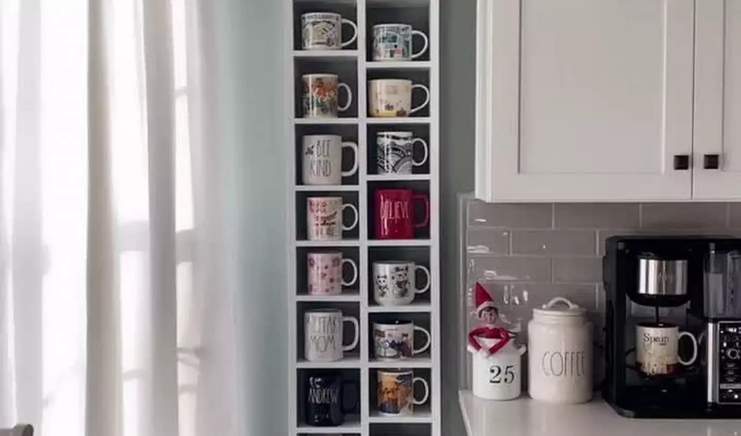 Shelf for a collection of mugs