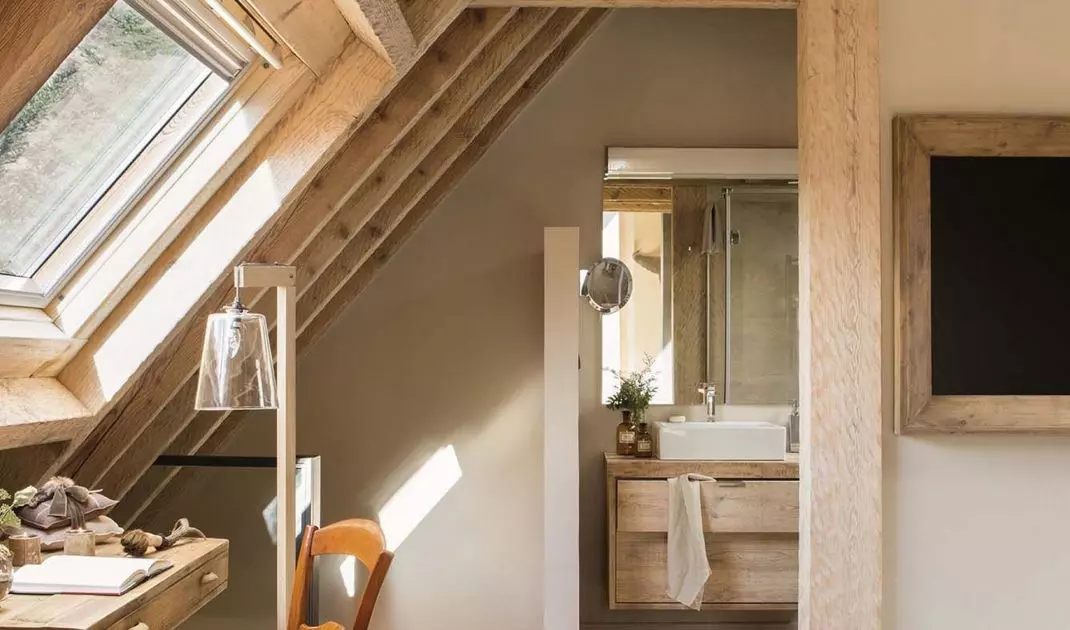 Bedroom with bathroom in the attic