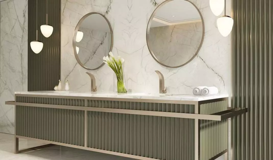 Quartzite slabs in the interior