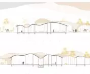 Cultural center project in Morocco, cross sections