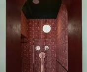 The intense color of Japanese cherry fruit is alluded to by a section deep inside the premises decorated with patterned wallpaper