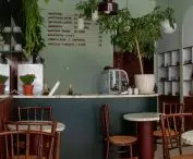 The interior of the premises is sunk in a light shade of green